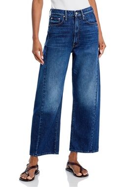 MOTHER Dark Blue Wide Crop Jeans